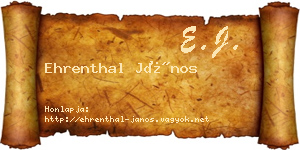 Ehrenthal János névjegykártya